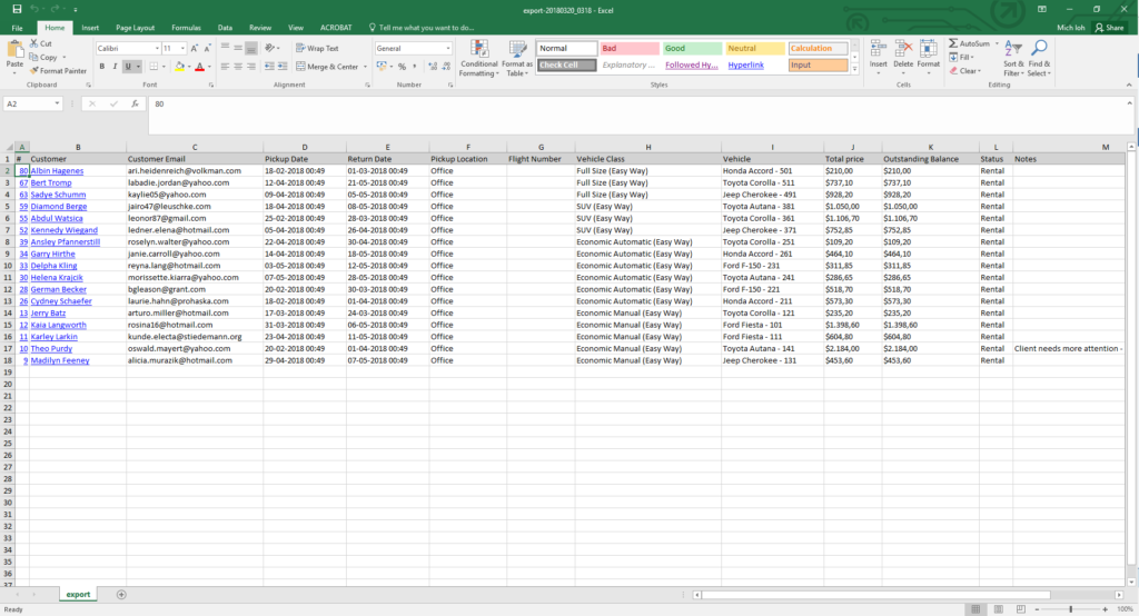 9.8 Exporting Reports to Excel - HQ Rental Software